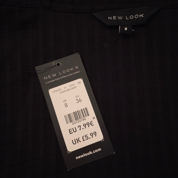 Black Ribbed Crop Top - Picture 3 of 3